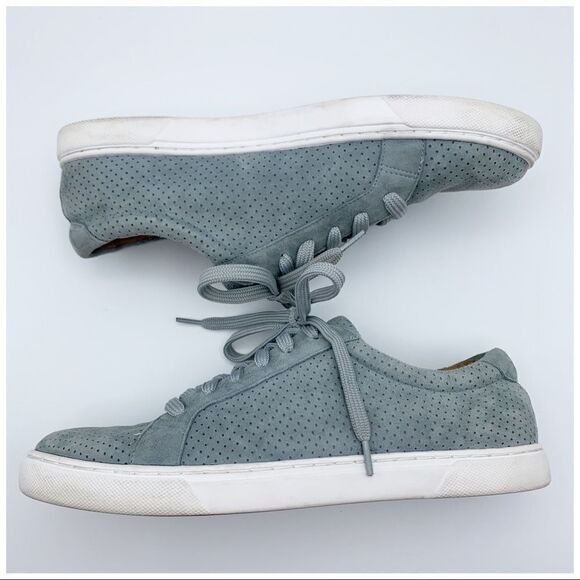 CASLON Gray Perforated Leather Sneakers Laced - Picture 10 of 12